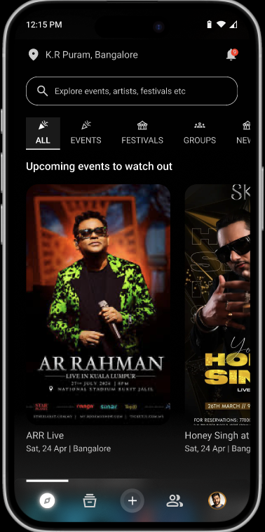 Event discovery screen