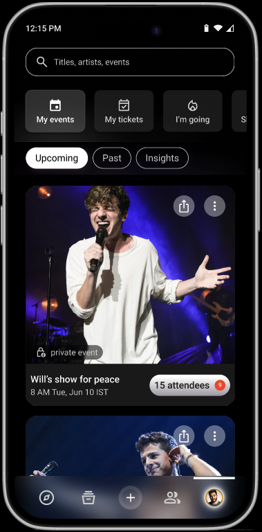 Event details screen